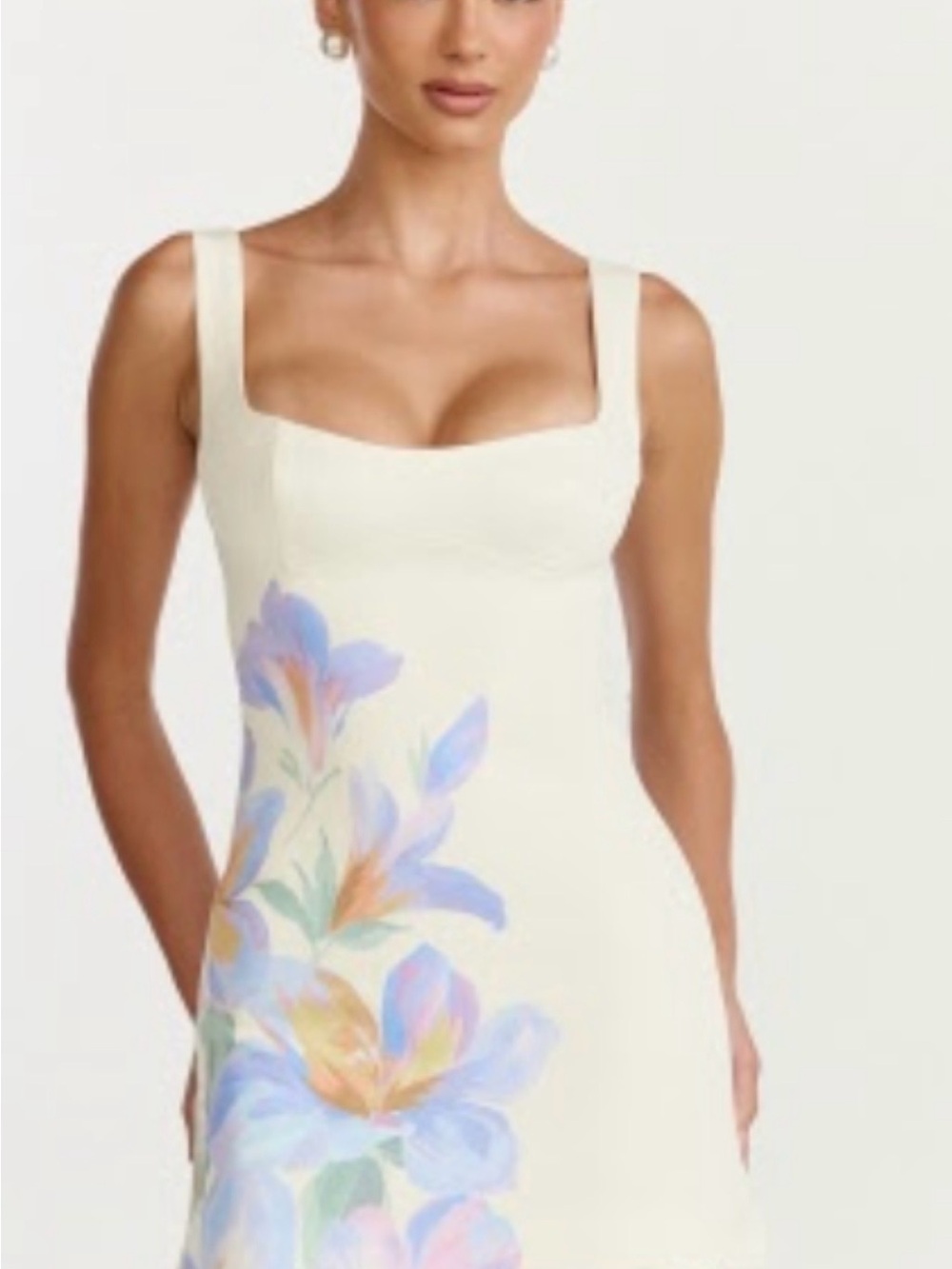 Showpo Cream Mini Dress with Pastel Floral Print